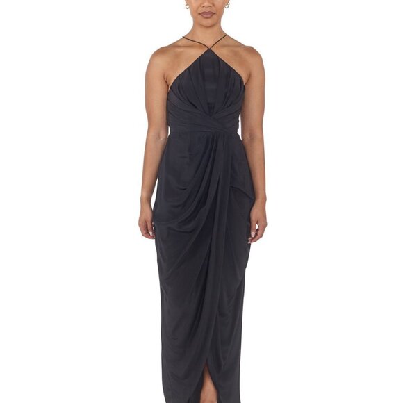 ZIMMERMANN Silk Tuck Dress Blck Maxi Halter Drape  Size 1 (6 Womens) - Picture 1 of 13